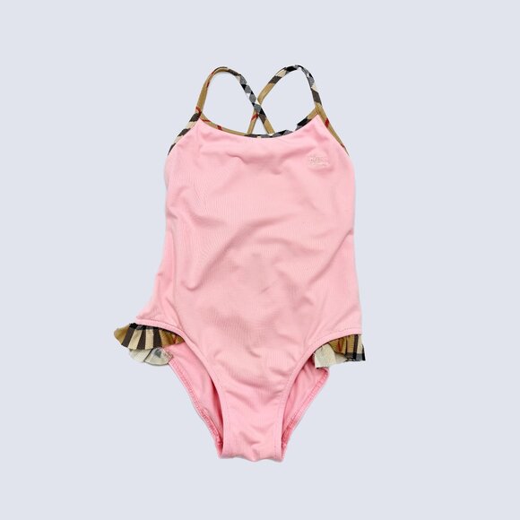 Burberry Kids Girls Swimsuit Pink Nova Check Ruffle Size 2Y/92, Made in Italy - Picture 1 of 2